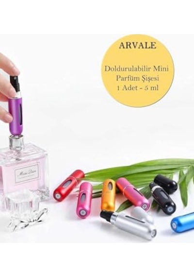 Arvale Doldurulabilir Mini Parfüm Şişesi 5 Ml - Cep Parfüm Şişesi 0000 Parlak Vernik