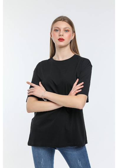 Kadın Bisiklet Yaka Regular Tshırt Spr24tsk30-03 Black