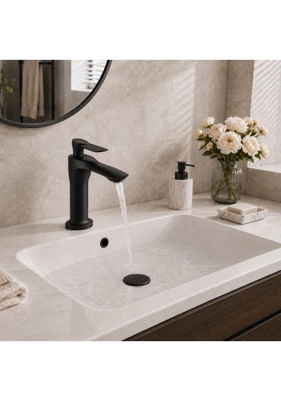 Lava Kısa Lavabo Bataryası Mat Sıyah Mat Siyah