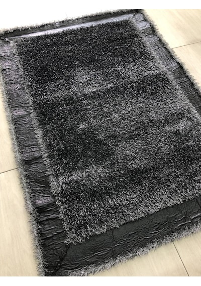 Saray Halı Simli Deri 125X180 Gri Siyah Derili Simli Halı !