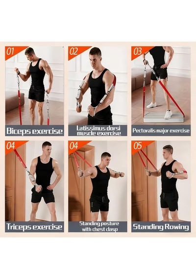Calliven Premium Direnç Lastiği Seti 4'lü - Kapı Ankrajlı, El Tutacaklı, Ayak Bilek Kayışlı Fitness Bandı 12li Genel
