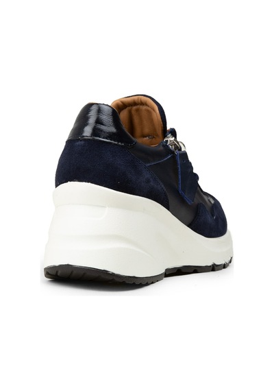 Deery Kadın Hakiki Süet Lacivert Dolgu Topuk Sneaker - M9147zlcvc01