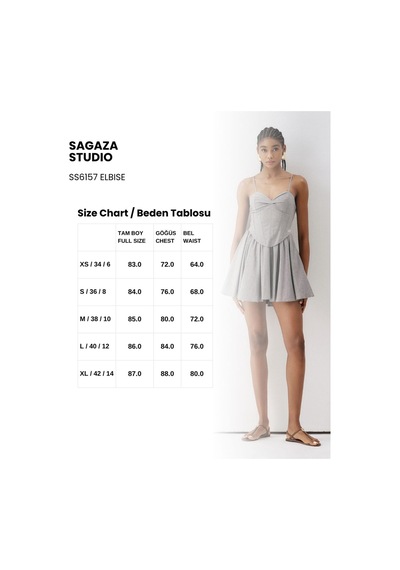 Sagaza Studio Ss6157 Sırtı Bağlamalı Mini Balon Elbise Gri