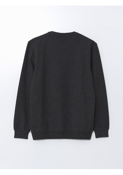 Lcwaıkıkı Classic Antrasit Bisiklet Yaka Uzun Kollu Baskılı Erkek Sweatshirt