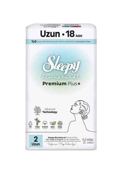 Sleepy Ped Bio Natural Premium Plus + No : 2 Uzun 18 Li Hijyenik Ped 16'li Paket