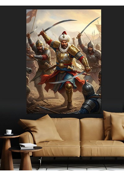 Ahşap Tablo Osmanlı Savaşçısı Ve Tarihi Mücadele