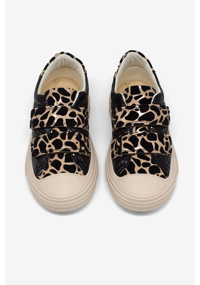 Tonny Black Çoçuk Sim Detaylı Cırtlı Rahat Kalıp Sneaker Çocuk Unisex Siyah Leopar Sneaker Tbarz1035 Siyah - Sarı