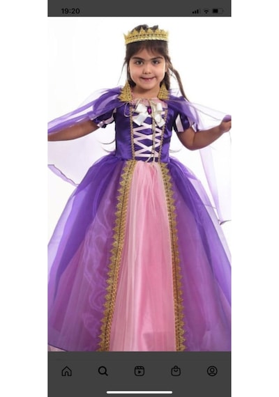 Sedacan Kostüm Rapunzel Pelerinli-taçlı Çocuk Kostümü Mor-pembe