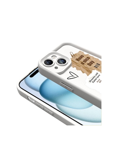 More Tr Apple Uyumlu iPhone 15 Kılıf Kamera Korumalı Baskılı Arka Yüzey Mtr Klas Kapak - Açık Kahve