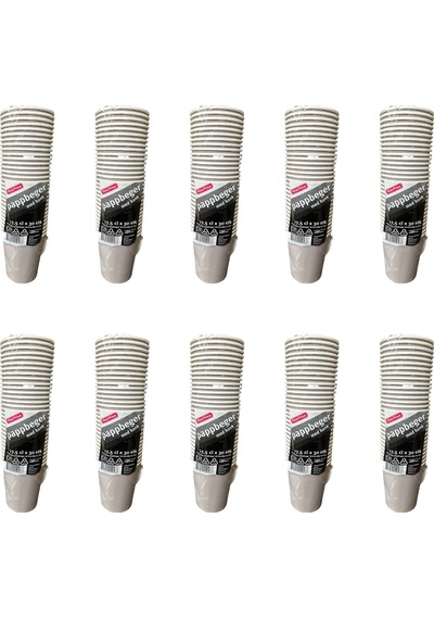 Pappbeger Kulplu Saplı 175 Ml. 6 Oz Kraft Karton Bardak - Gri - 30 Adetlik 10 Paket 300