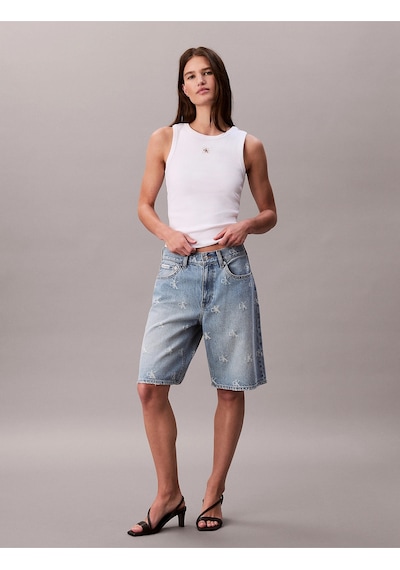 Calvin Klein Jeans Kadın Etiketli Pamuklu Fitilli Beyaz Bluz Lv047c201g-yaa Beyaz