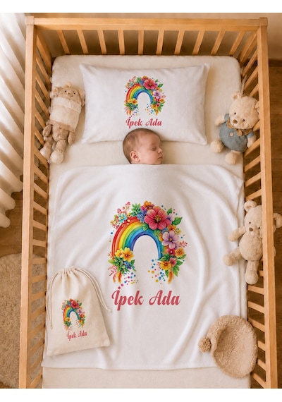 Pia Baby Kız Bebek Hastane Çıkışı 6 Parça %100 Pamuk İsme Özel Kese Hediyeli Tulum Şapka Eldiven Seti 1005tybk3x Krem