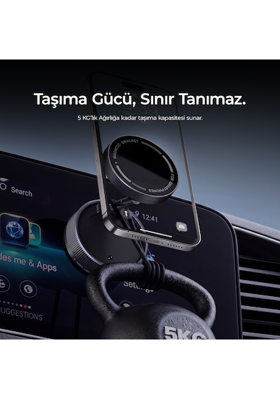 Dossimo 360 Dönebilen Ayarlanabilir Araç İçi Vakumlu Magsafe Telefon Tutucu - K10a Gri