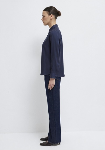 Mavi - Lacivert Tencel Liyosel Gömlek 1211506-70487 Lacivert