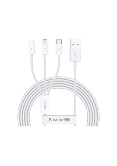 Baseus Superior Series Micro+lightning+type-c Üçlü Hızlı Şarj Veri Kablosu 3.5a 1.5m Beyaz