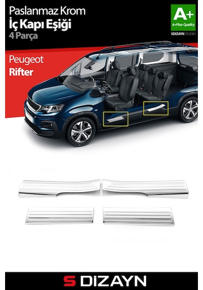 S-dizayn Peugeot Rifter Krom İç Kapı Eşiği 4 Prç 2019 Üzeri A+ Kalite