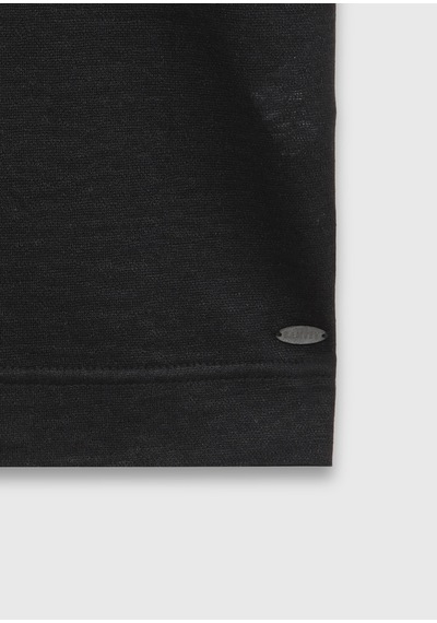 Ramsey Siyah Düz %100 Keten T-shirt
