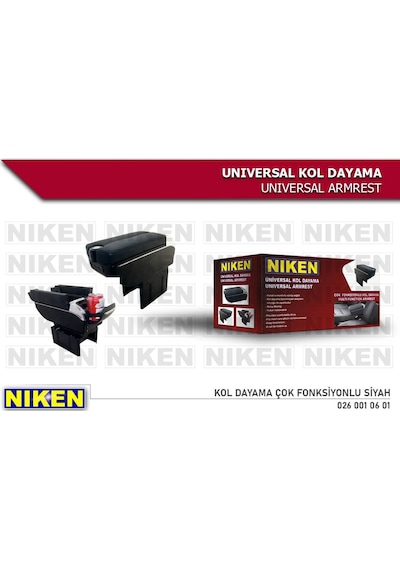 Niken Araç Orta Konsol Kolçak Kol Dayama Üniversal Ortadan Açılır Siyah