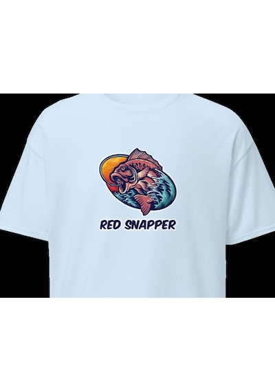 Wildstyle Red Snapper Balık Balıkçılık Deniz Vintage Balıkçı Baskılı Unisex Bisiklet Yaka Pamuklu Tişört - Beb
