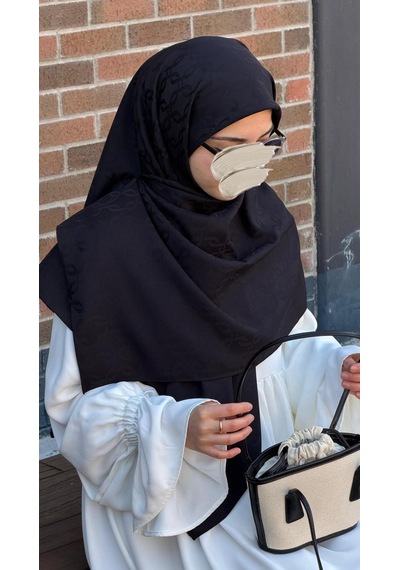 Qalortex Scarf Premium Jakarlı Mira B.boy Eşarp - Siyah
