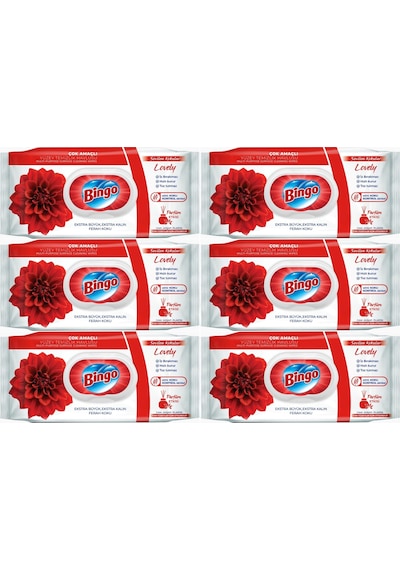 Bingo Clean Yüzey Temizlik Havlusu 96 Yaprak Lovely - Gül 6'lı Set