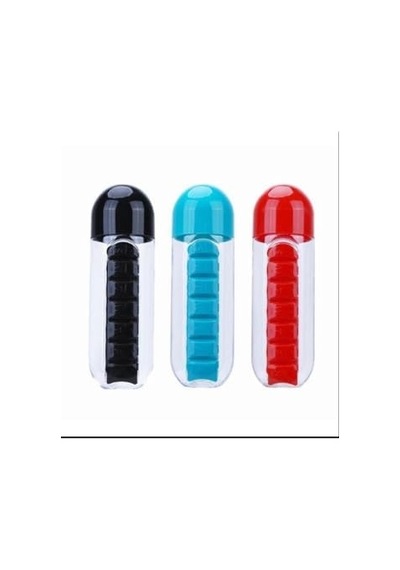 Kutulu Matara Suluk 600ml 7 Günlük Hap Kutusu Organizer Spor Sızdırmaz Su Şişesi 50 x 22