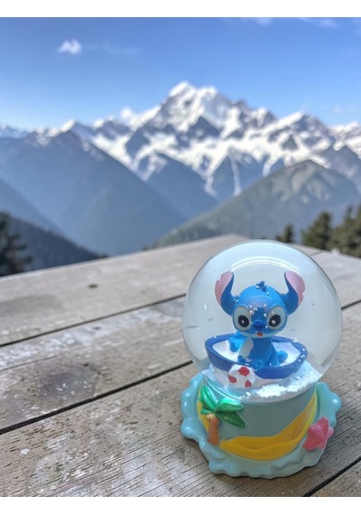Işıklı Püskürtmeli 10cm-8cm -mavi Renk Sarı Altlık Stitch K...