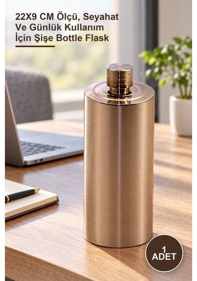 1 Adet Paslanmaz Çelik Matara 22x9 Cm Ölçü, Seyahat Ve Günlük Kullanım İçin Şişe Bottle Flask