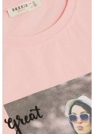 Breeze Kız Çocuk Tişört Havalı Kız Baskılı 8-14 Yaş, Pembe-pembe Pembe