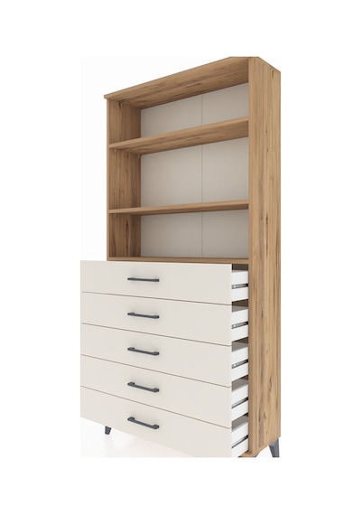 Arges Dolap 3 Raflı 5 Çekmeceli 88x30x182 Çam-aytaşı Çam