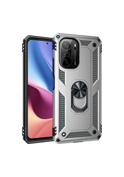 Xiaomi Poco F3 Kılıf Sofya Yüzüklü Silikon Kapak - Gümüş 0.2M-Çok Renkli