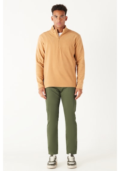 AC&Co / Altınyıldız Classics Anti-Pilling Tüylenme Yapmayan Bato Yaka Erkek Polar Sweatshirt 4A5221100016KRE3XL Karamel