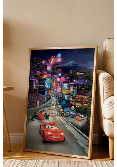 Şimşek Mcqueen Tokyo Gece Yarışı Çerçeveli Tablo - Lüks Çocuk Odası Neon Şehir Duvar Dekoru Tablo Kayın Şimşek Mcqueen Tokyo Gece Yarışı Çerçeveli Tablo - Lüks Çocuk Odası Neon Şehir Duvar Dekoru Tablo Kayın