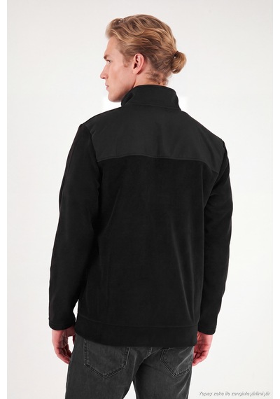 Buratti Regular Fit Garnili Dik Yaka Sıcak Tutan Polar Mont Erkek Polar Mont 59060443 Siyah