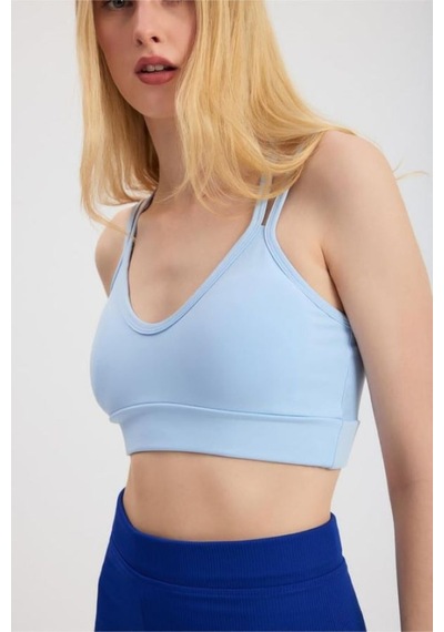 Sırt Çapraz Askılı Crop Bluz - S504567 Mavi