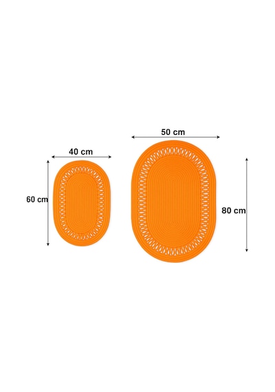 Mavaux Terra 4 Lü Banyo Seti 2 Li Oval Paspas & 2 Li Oval Sepet, Doğal Halat Dokuma, El Yapımı - Premium Turuncu