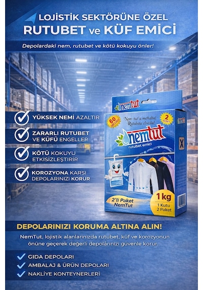 Rutubet Giderici Nem Toplayıcı Koku Küf Ve Korozyon Önleyici 2 Kutu 4 Paket 2 Kg