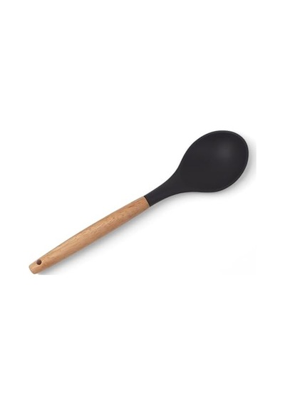 Bambu Saplı Silikon Servis Kaşığı, Bambu Uzun Silikon Servi Kaşığı 28cm 3 Renk Seçenekli, Yemeklerinizi Servis Etmek İçin Silikon Servis Kaşığı Siyah Sku: Zeusb0f3vtqc3y