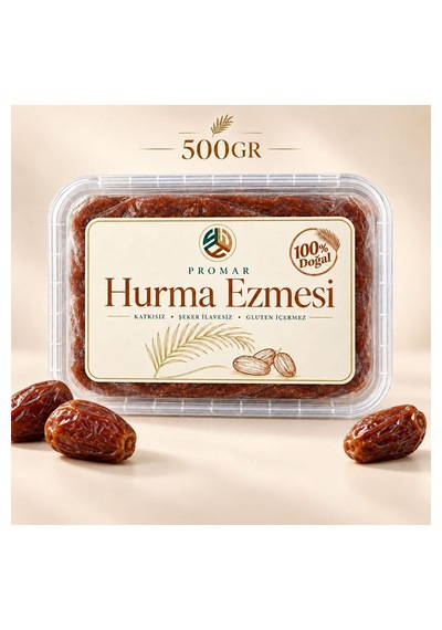Katkısız Doğal Hurma Ezmesi - %100 Hurma Püresi 500 Gr