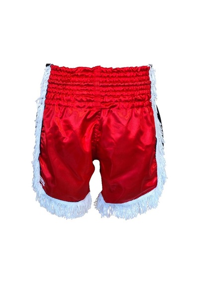 Dragondo Mt3020 Apache Muaythai Şortu Kırmızı Püsküllü Şort Nakışlı Muay Thai Şortu Kırmızı