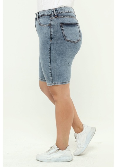 Cedy Denim Kadın Büyük Beden Yüksek Bel Likralı Slimfit Jeans Şort-c606 001