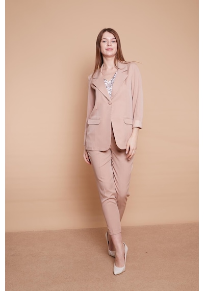 Yakalı Kolu Katlamalı Cep Kapaklı Salaş Boyfriend Oversize Hafif Likralı Kumaş Blazer Ceket -bej Bej Yakalı Kolu Katlamalı Cep Kapaklı Salaş Boyfriend Oversize Hafif Likralı Kumaş Blazer Ceket -bej Bej