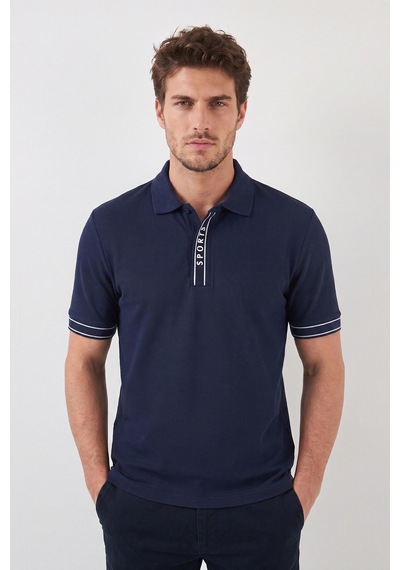 Buratti Pamuklu Regular Fit Yarım Fermuarlı Polo T Shirt Erkek Polo Yaka T Shirt 5904073 İndigo