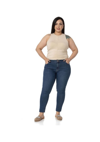 Disentis Büyük Beden Önü Ve Yanları Drapeli Halter Yaka Bej Rengi Body-bej Bej