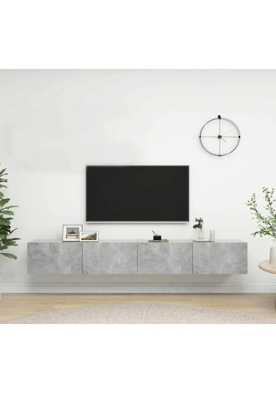 Joy Tv Ünitesi Tv Sehpası Alt Modülü Gri Beton Dokulu 240 Cm Mdf