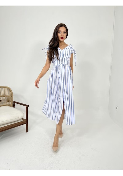 De'charme 5486 Elbise-baltimore Çizgili Altın