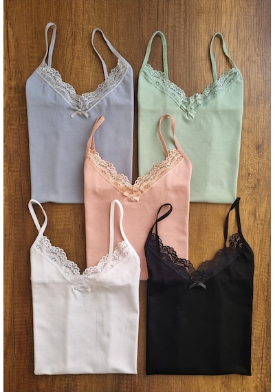 Demirsa Boutique Kadın 5'li Paket Dantelli Pamuklu İp Askılı Atlet Mavi, Yeşil, Pudra, Siyah, Beyaz Mavi-pudra-yeşil-siyah-beyaz5 Demirsa Boutique Kadın 5'li Paket Dantelli Pamuklu İp Askılı Atlet Mavi, Yeşil, Pudra, Siyah, Beyaz Mavi-pudra-yeşil-siyah-beyaz5