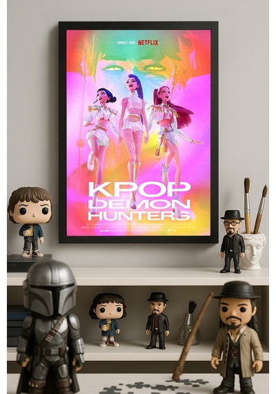 Kpop Demon Hunters Siyah Ahşap Çerçeveli Poster, Dekoratif Animasyon Duvar Tablosu