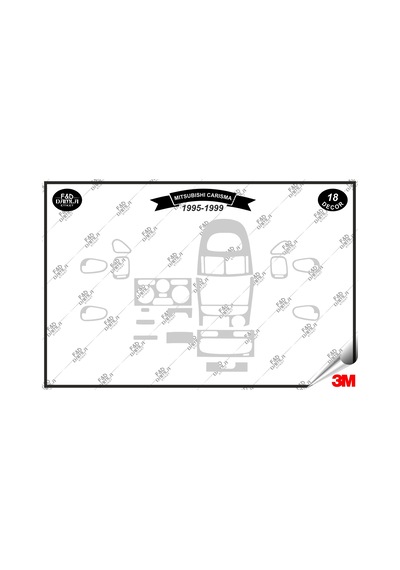 Mitsubishi Carisma 1995-1999 Torpido Konsol Trim Göğüs Maun Kaplama Set 18 Parça Gümüş
