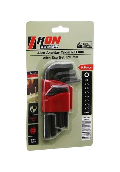 9pcs Siyah Kısa - Düz 120mm Alyan Allen Anahtar Takımı Brkt-702279 5468